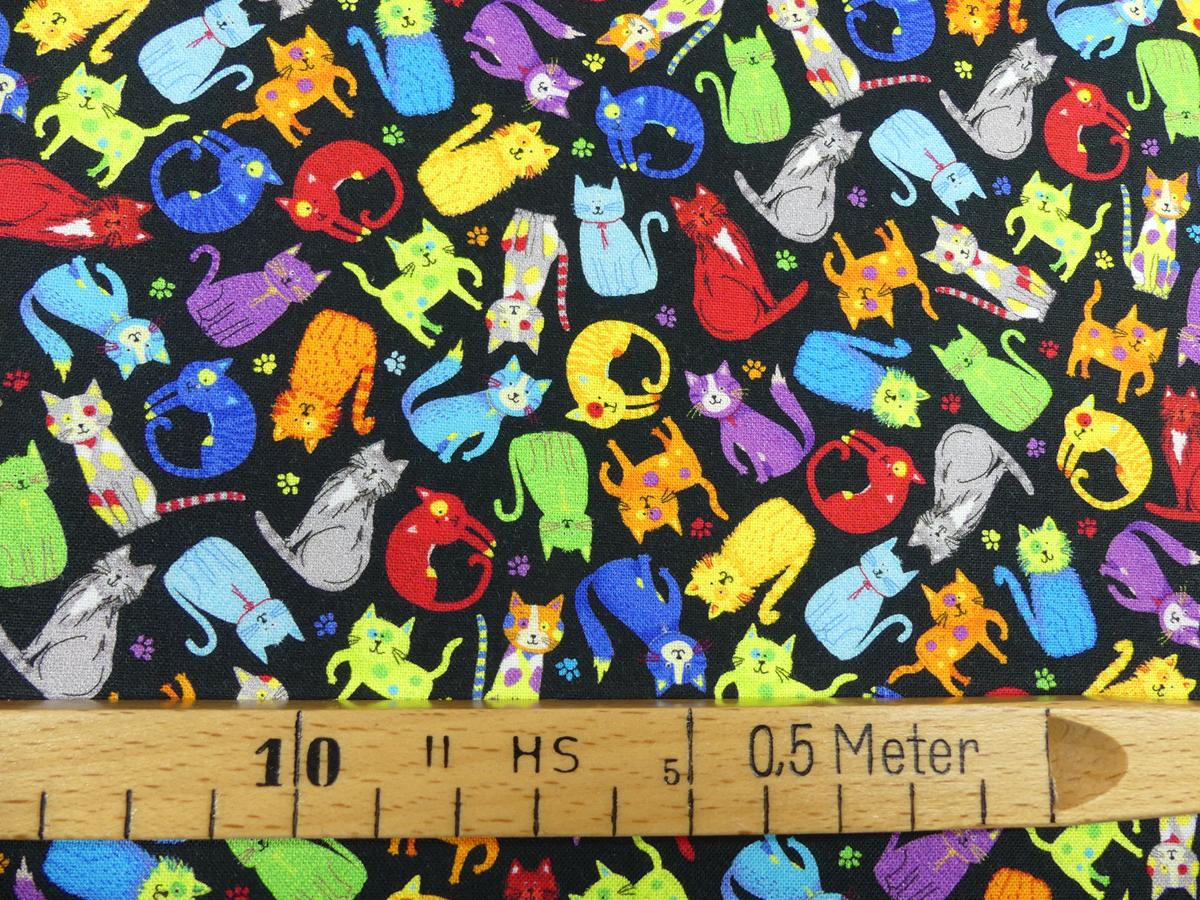Patchworkstoff bunte Katzen Detailansicht it Maß